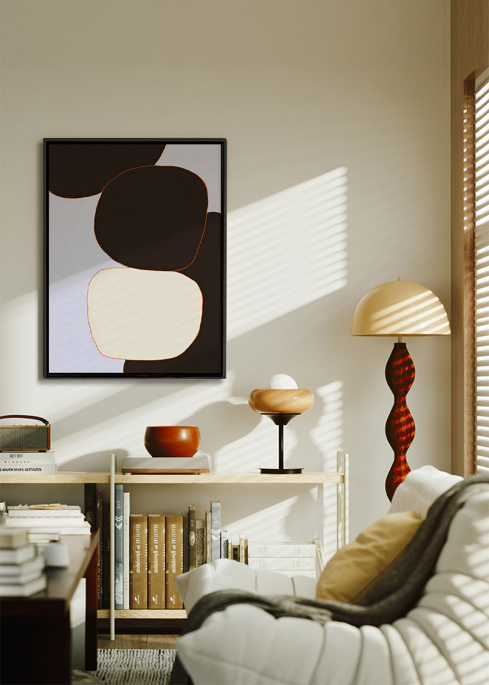 Plakat geometryczny z zaokrąglonymi kształtami