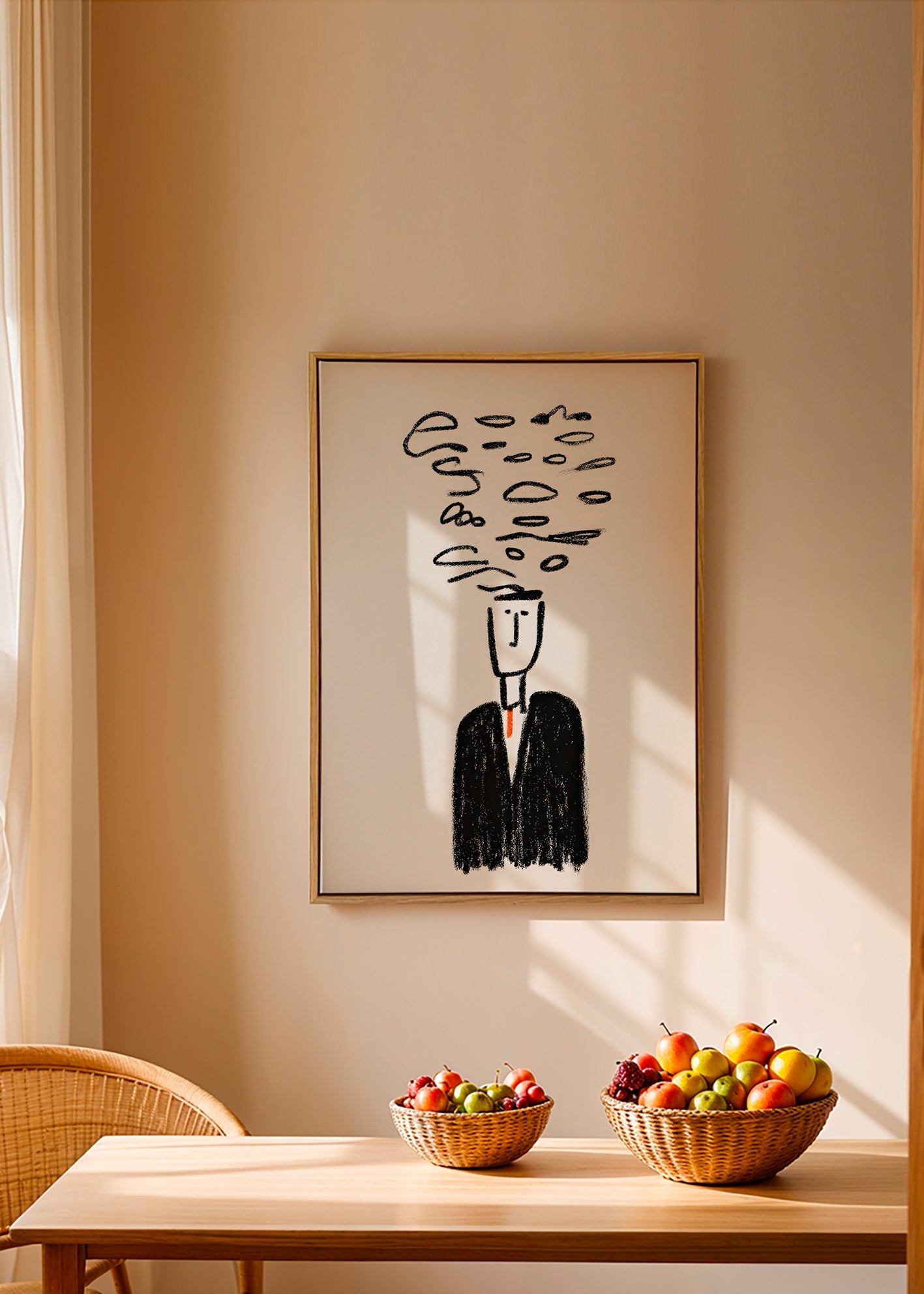 Minimalistyczna ilustracja postaci z dymem