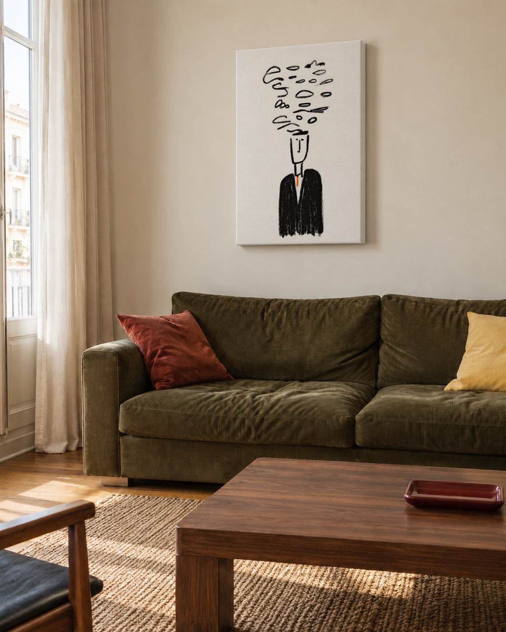 Smoke Thoughts - Unframed canvas in an interior