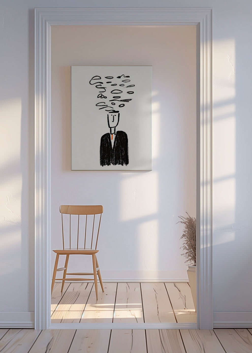 Minimalistyczna ilustracja postaci z dymem