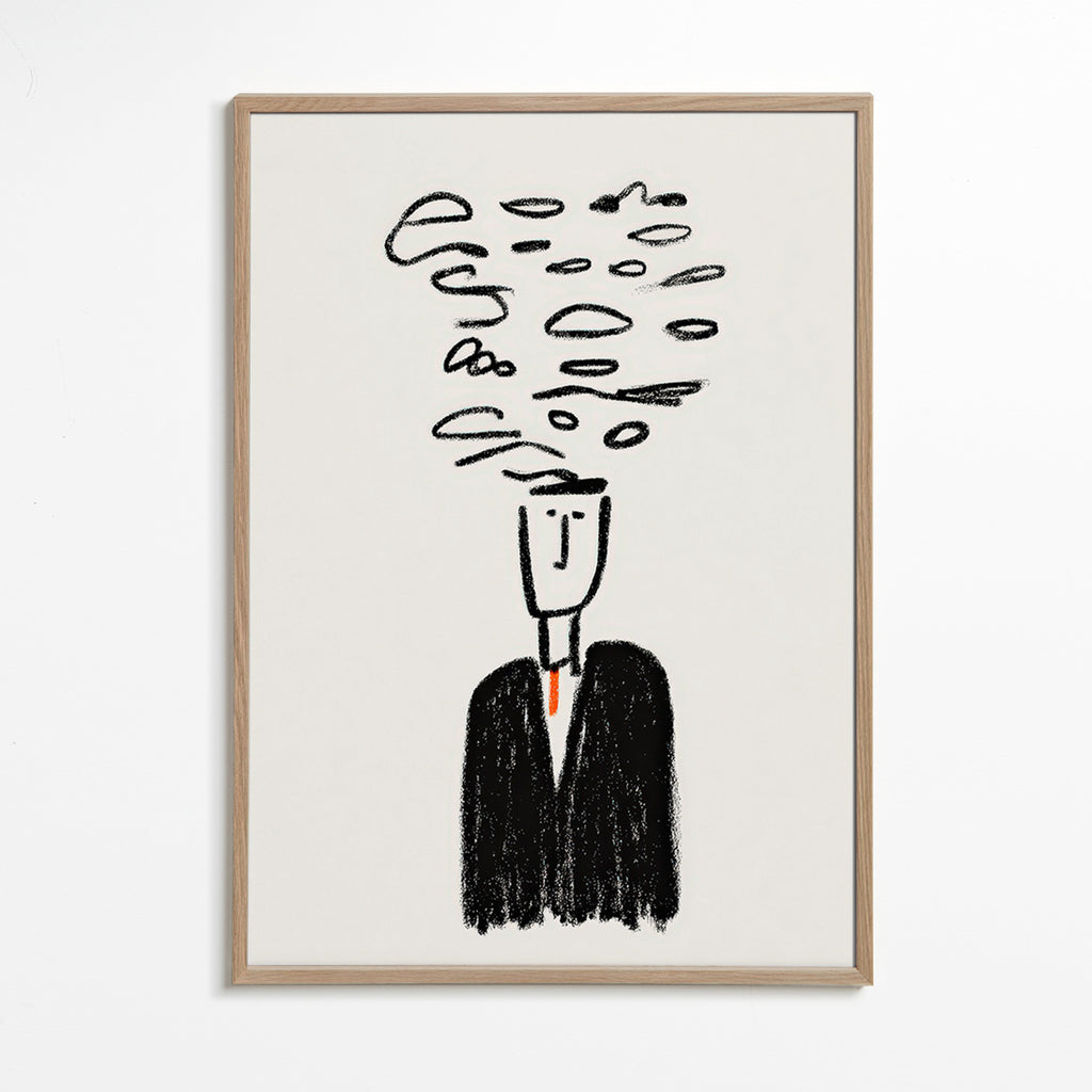 Minimalistyczna ilustracja postaci z dymem