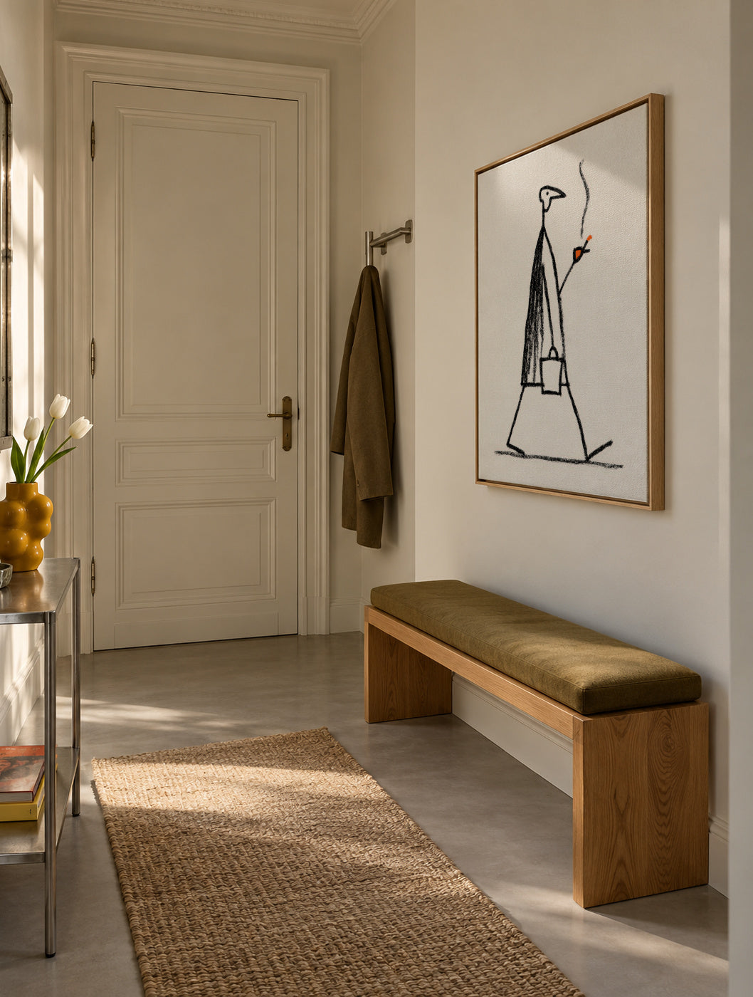 Smoking Figure - Framed canvas in an interior