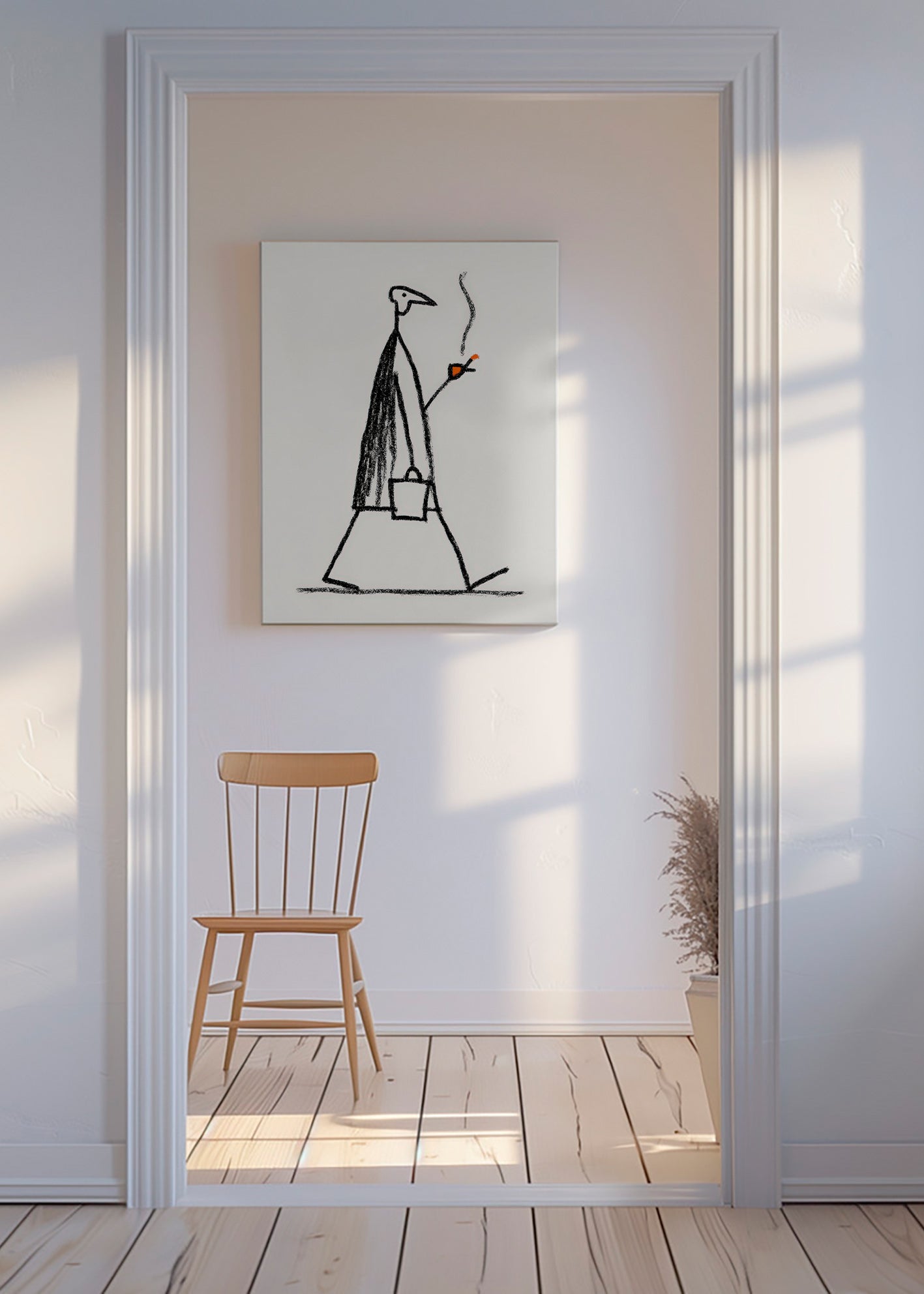Minimalistyczna ilustracja postaci palącej