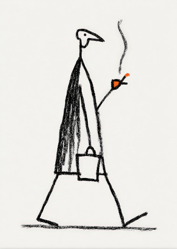 Minimalistyczna ilustracja postaci palącej