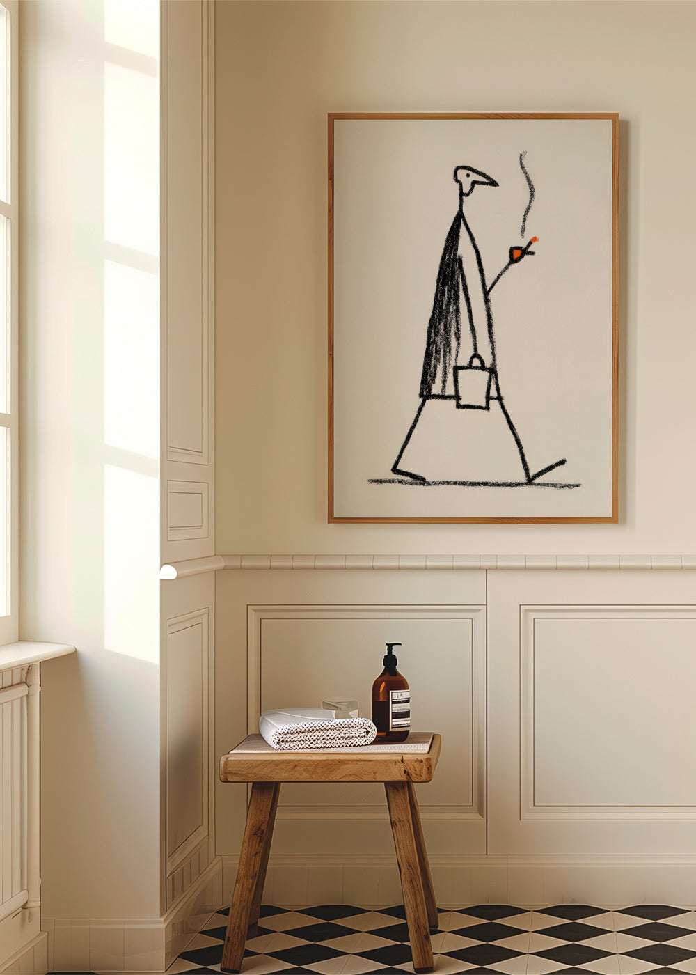 Smoking Figure - Framed poster in an interior