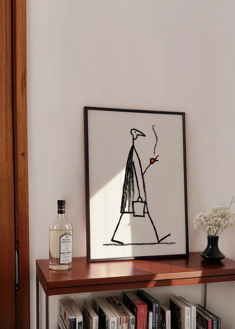 Minimalistyczna ilustracja postaci palącej