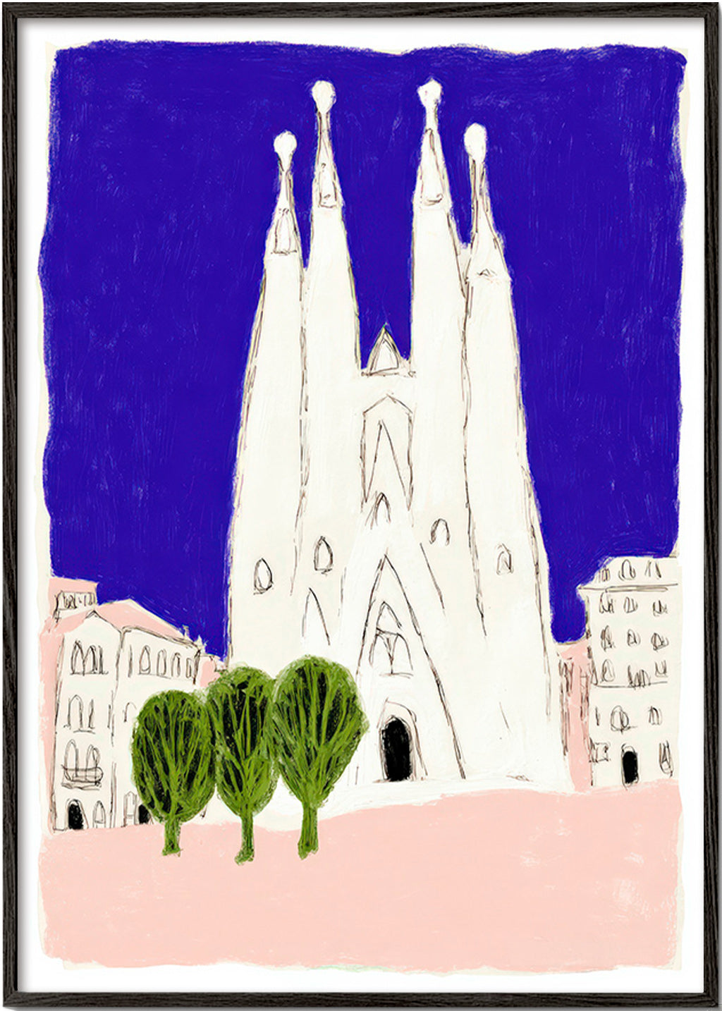 Sztuka do kuchni Sagrada Familia nocny szkic