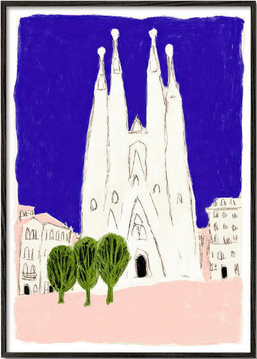 Sztuka do kuchni Sagrada Familia nocny szkic