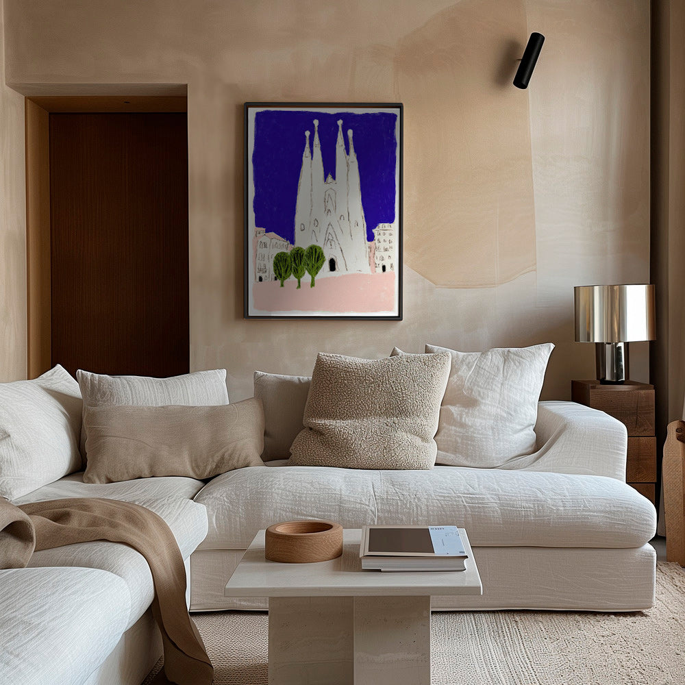 Sztuka do kuchni Sagrada Familia nocny szkic