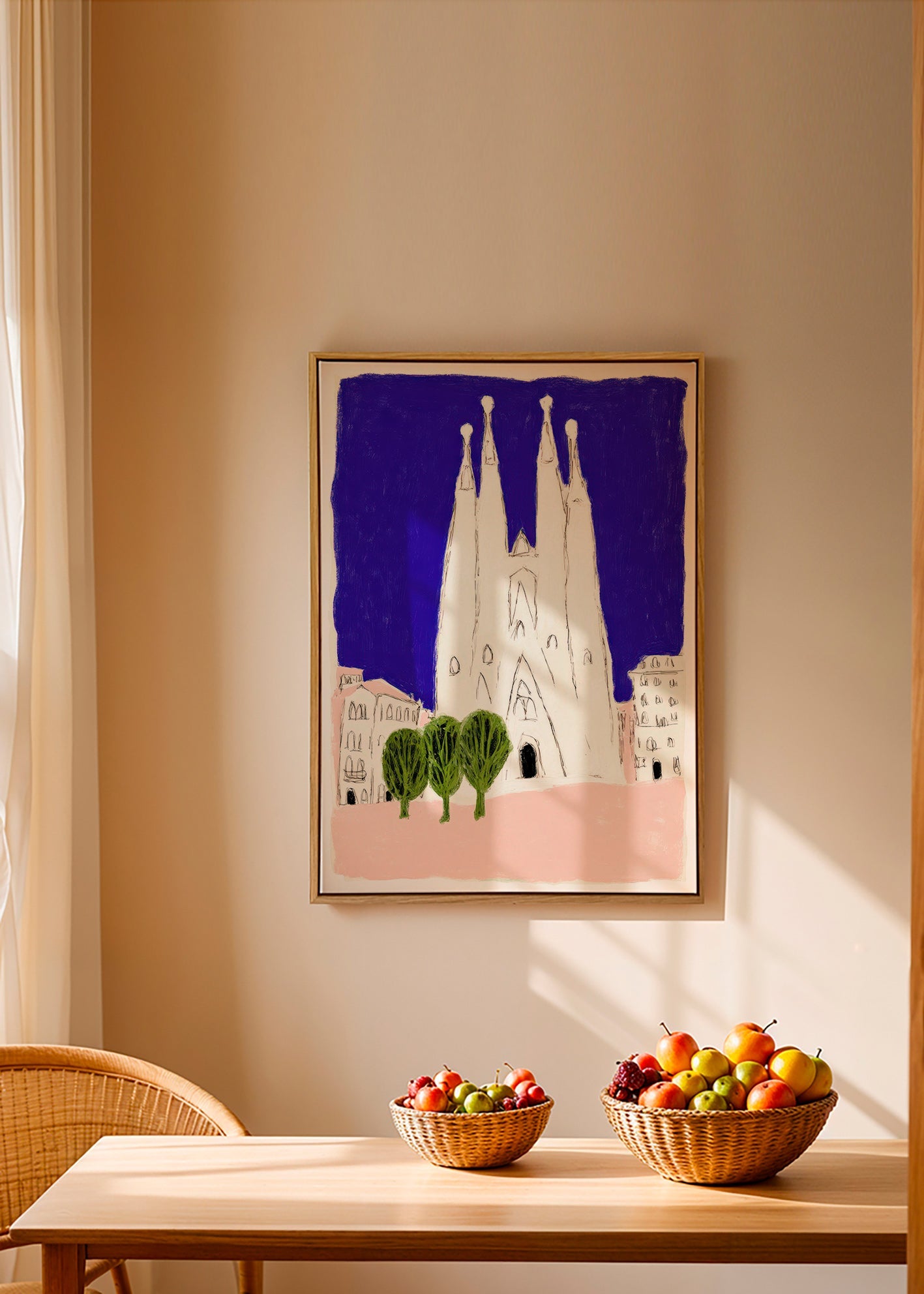 Sztuka do kuchni Sagrada Familia nocny szkic