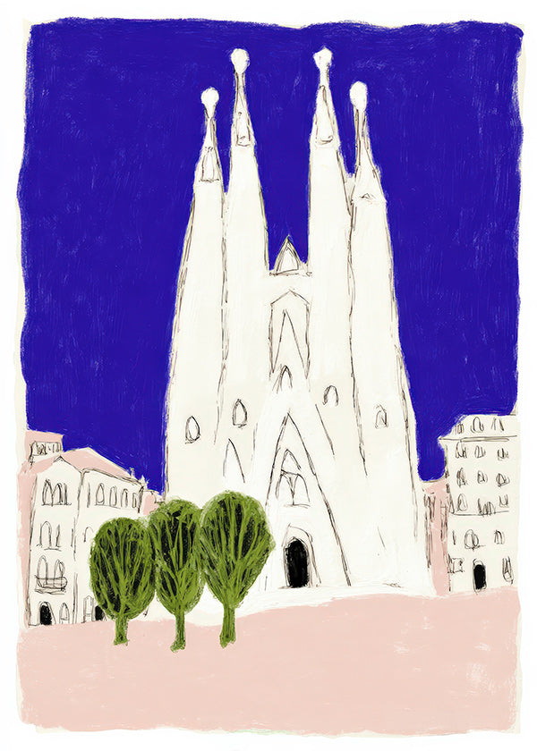 Sztuka do kuchni Sagrada Familia nocny szkic
