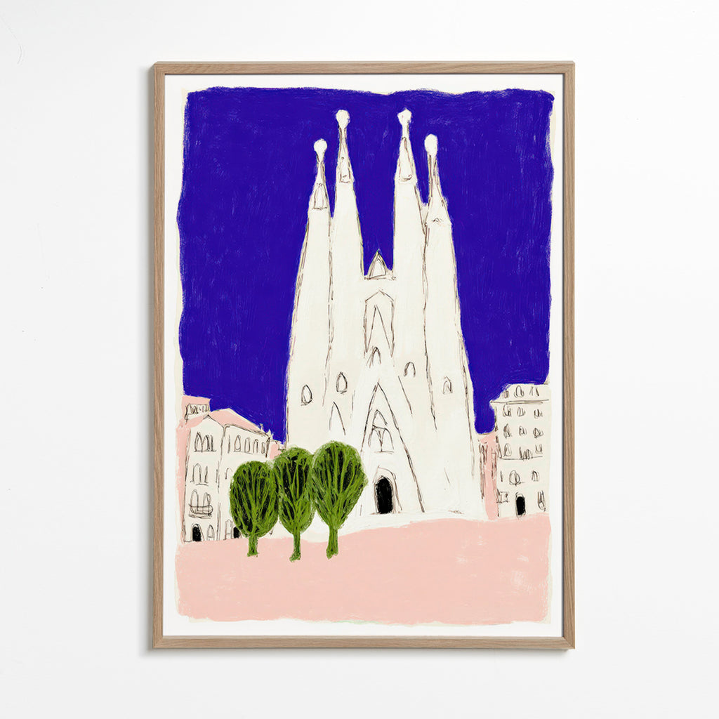Sztuka do kuchni Sagrada Familia nocny szkic