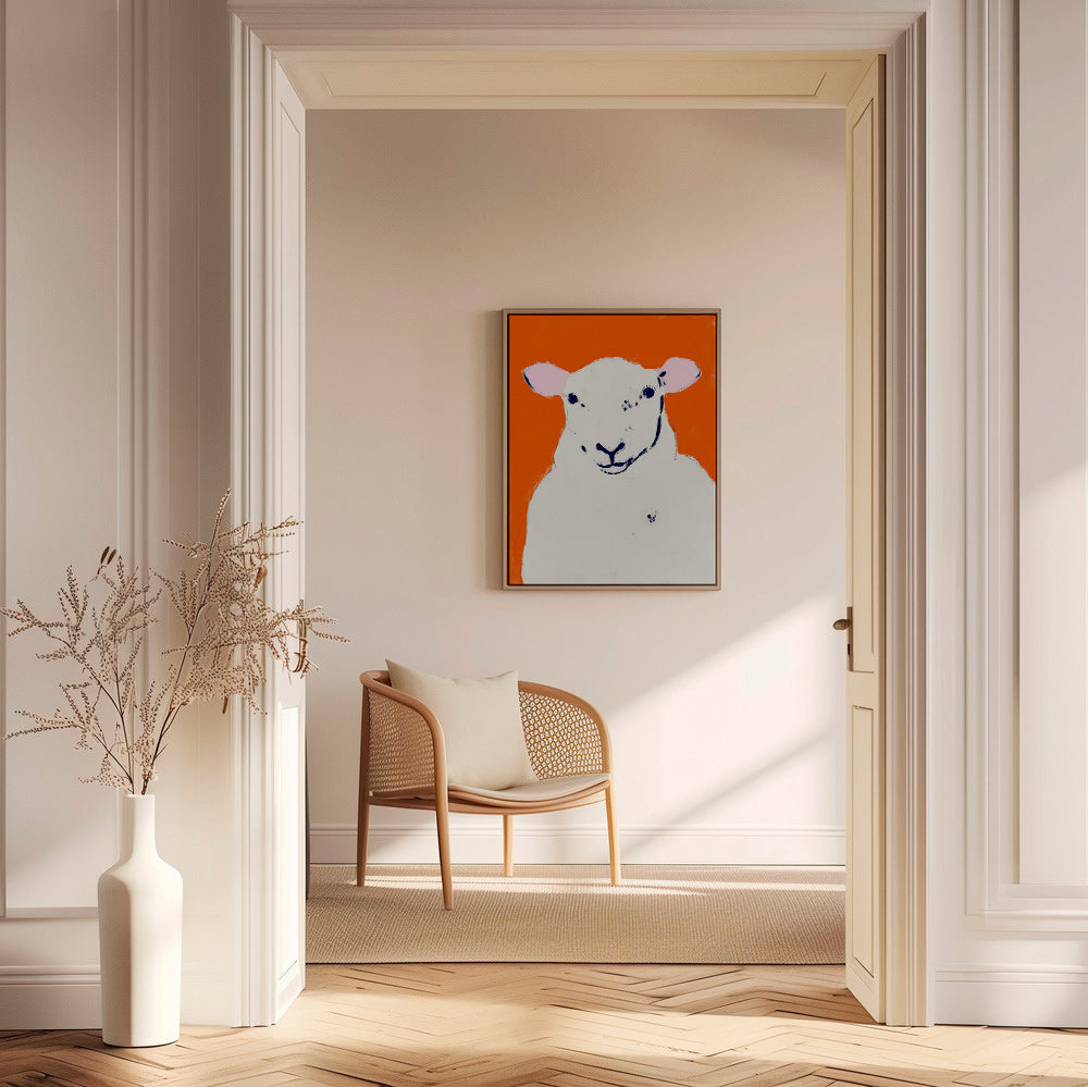 Obraz owca biała minimalistyczna
