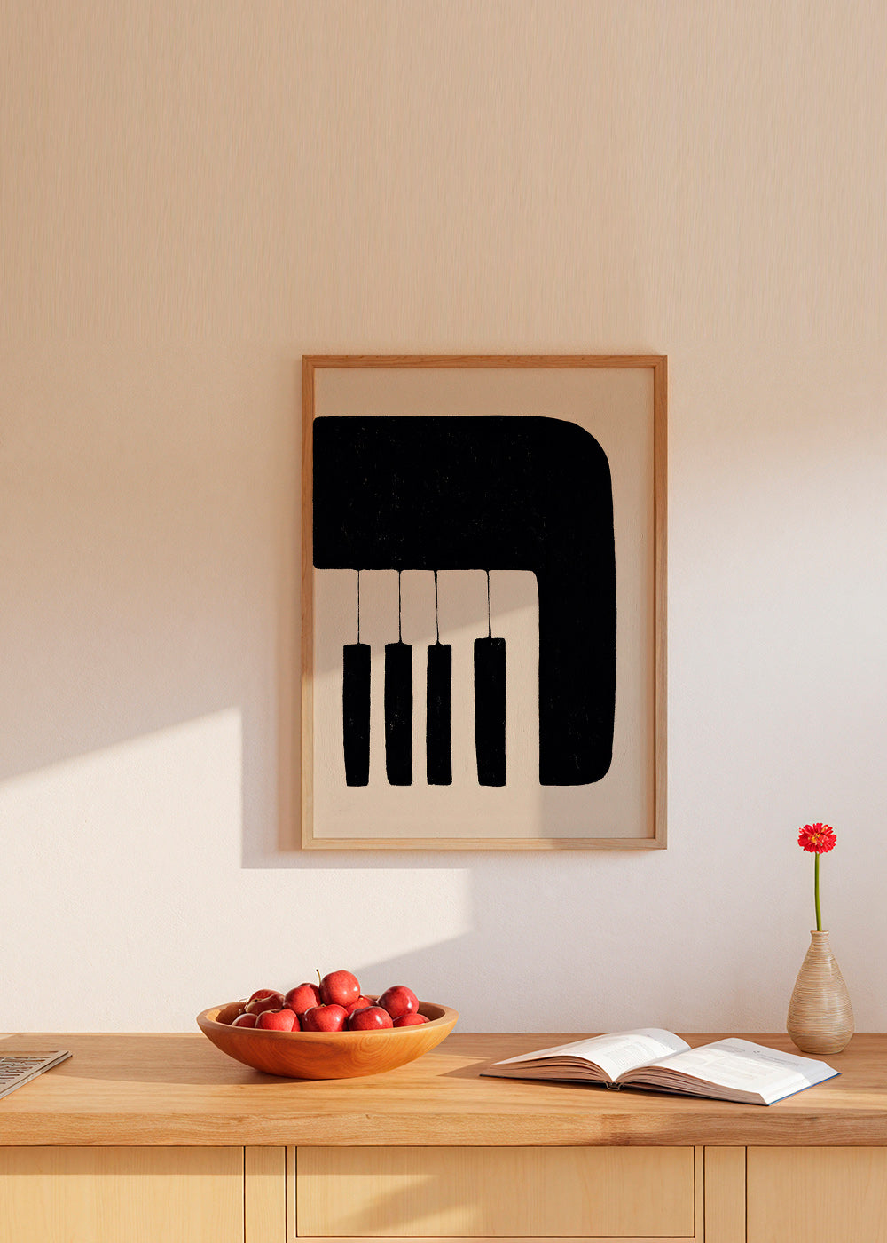 Minimalistyczny obraz klawiszy pianina