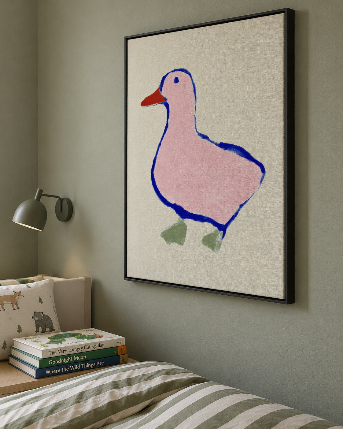 Soft Duckling - Framed canvas in an interior