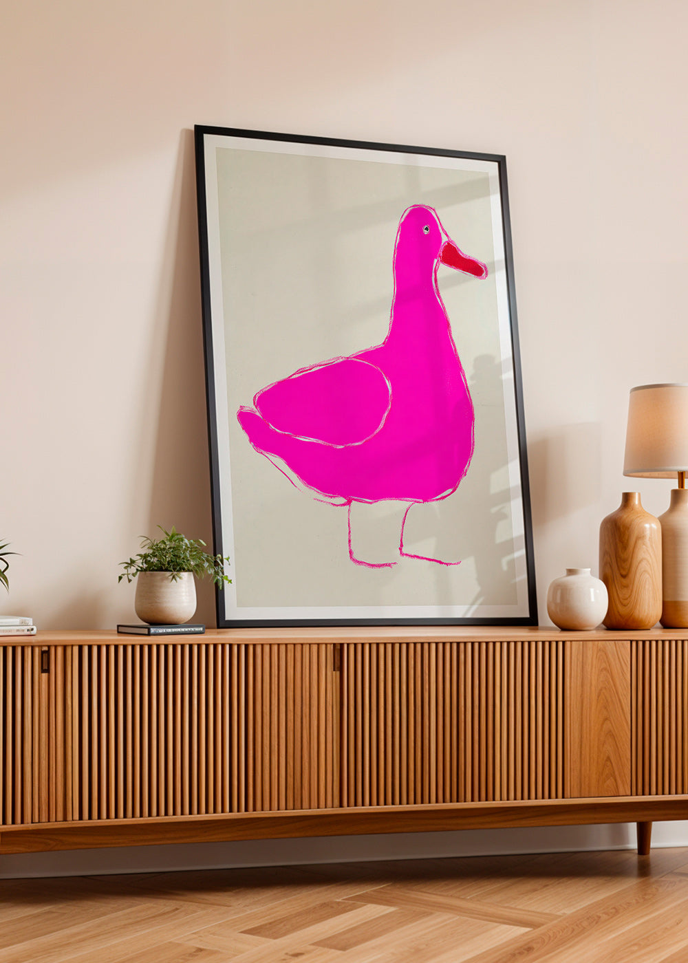 Plakat różowa kaczka