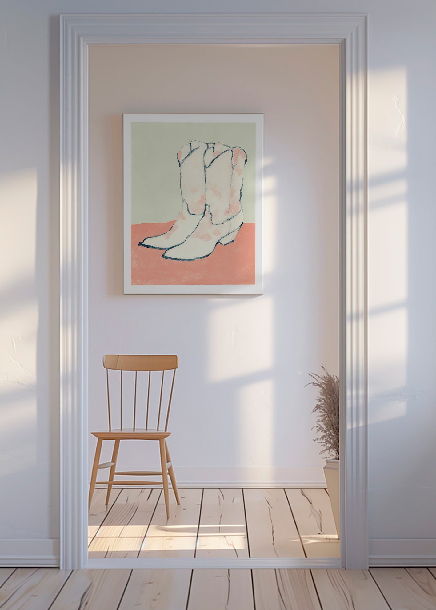 Ilustracja białe buty na pastelowym tle