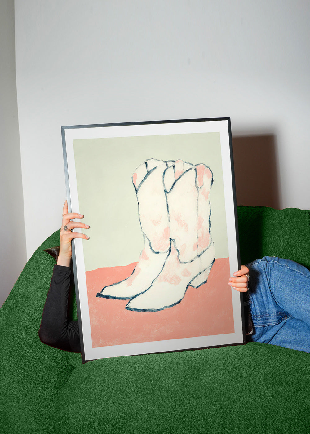 Ilustracja białe buty na pastelowym tle