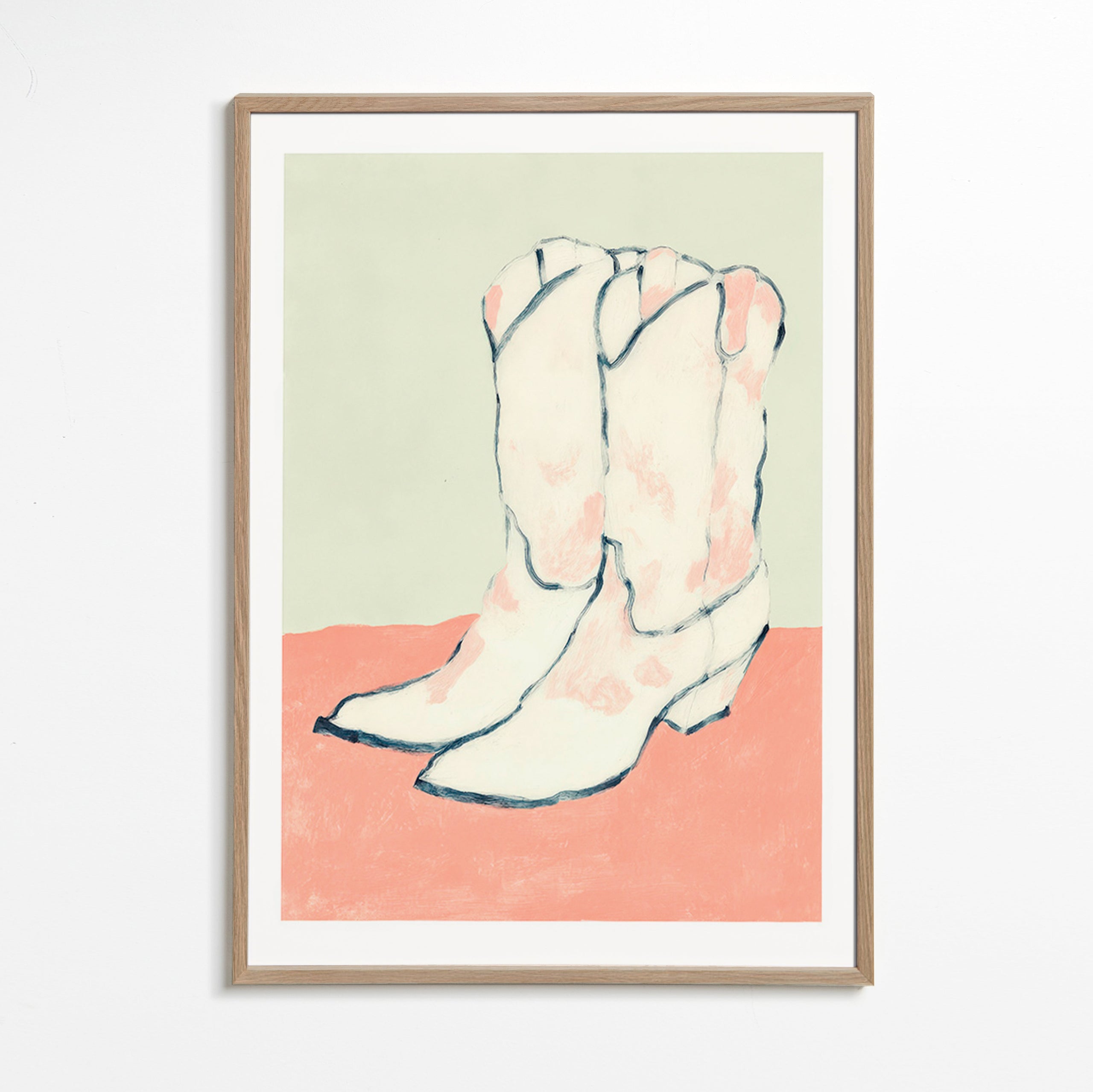 Ilustracja białe buty na pastelowym tle