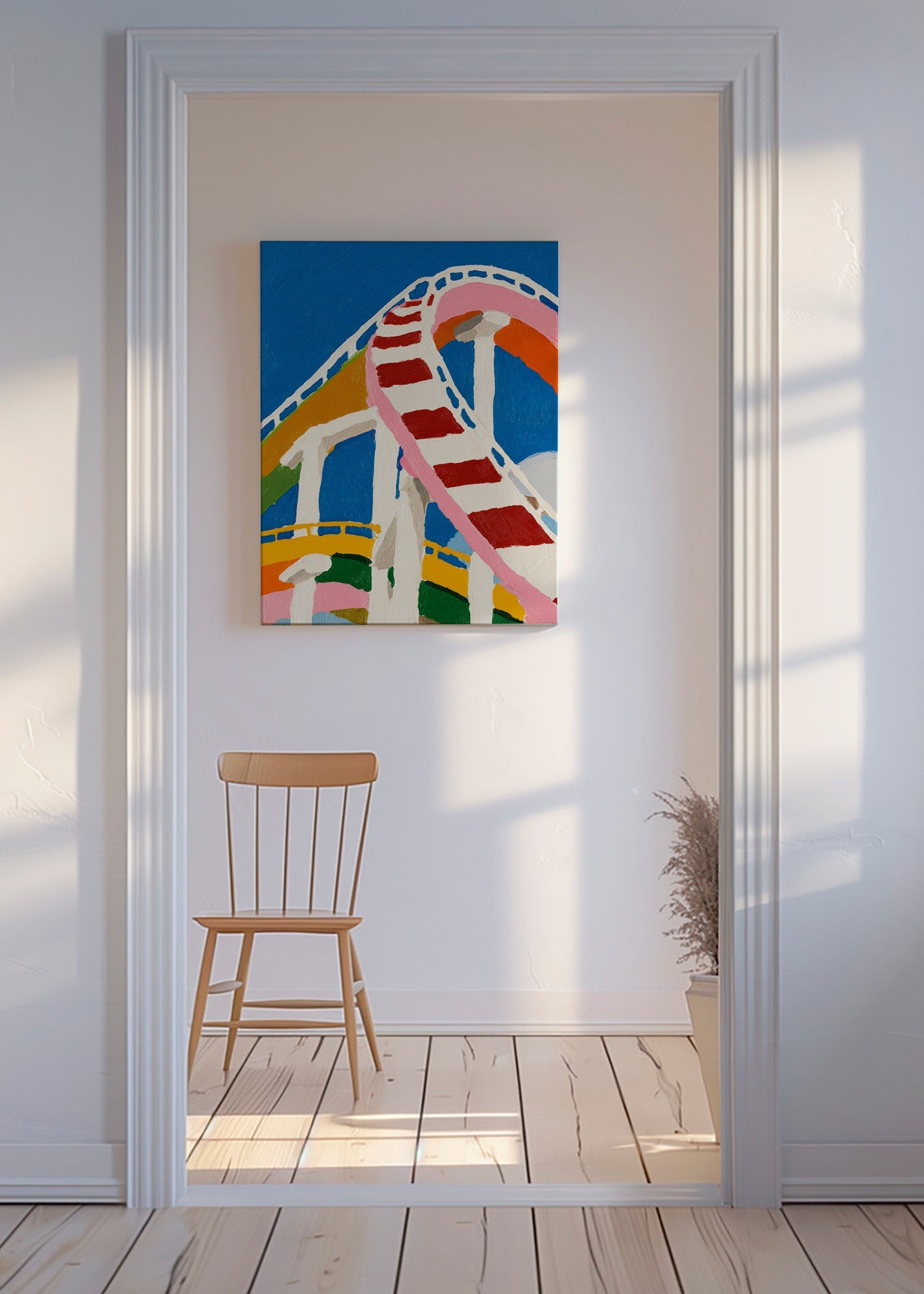 Ilustracja kolorowej kolejki górskiej