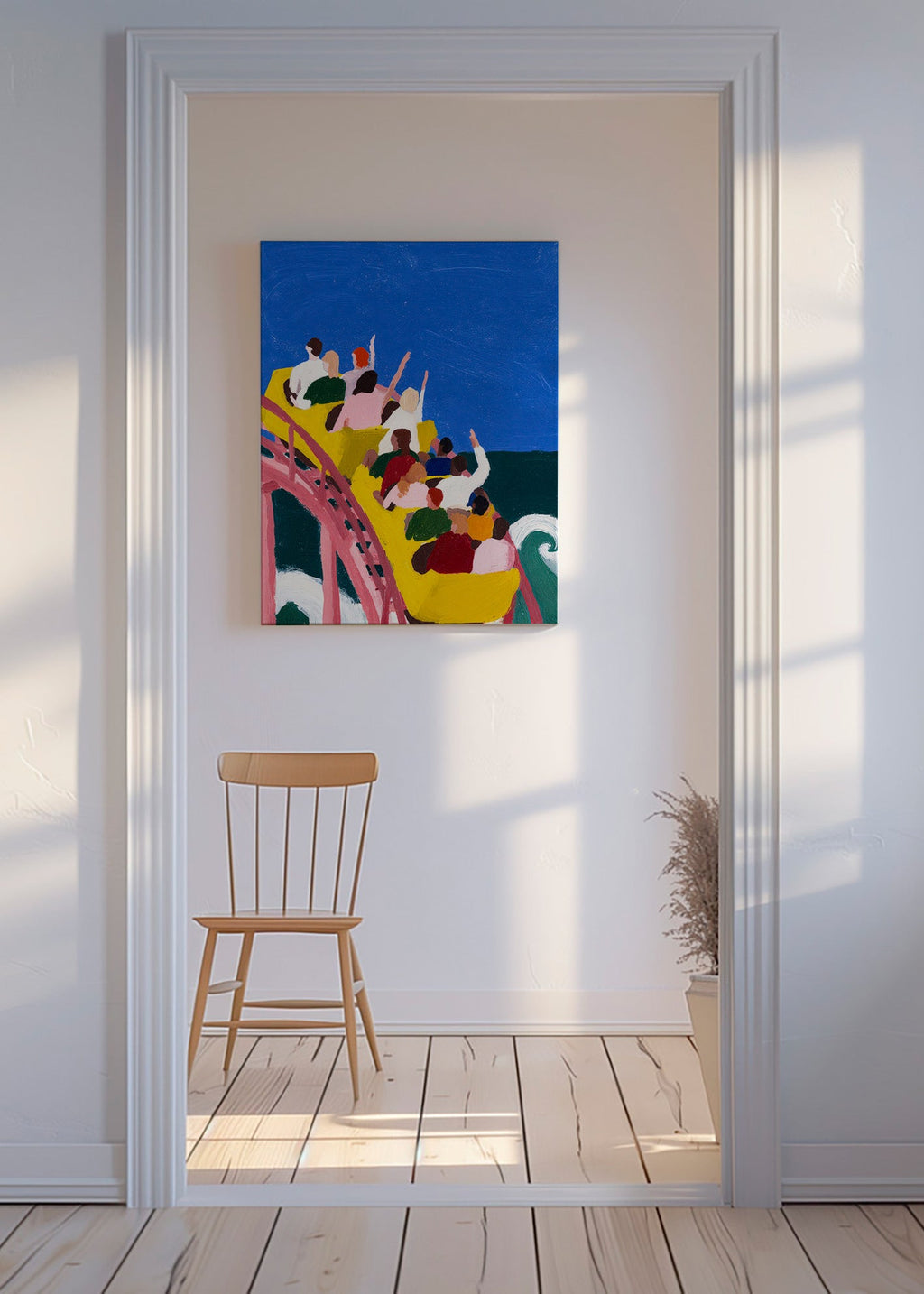 Ilustracja kolejki górskiej nad morzem