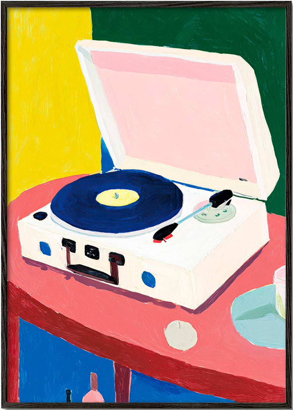 Ilustracja: retro gramofon na stole