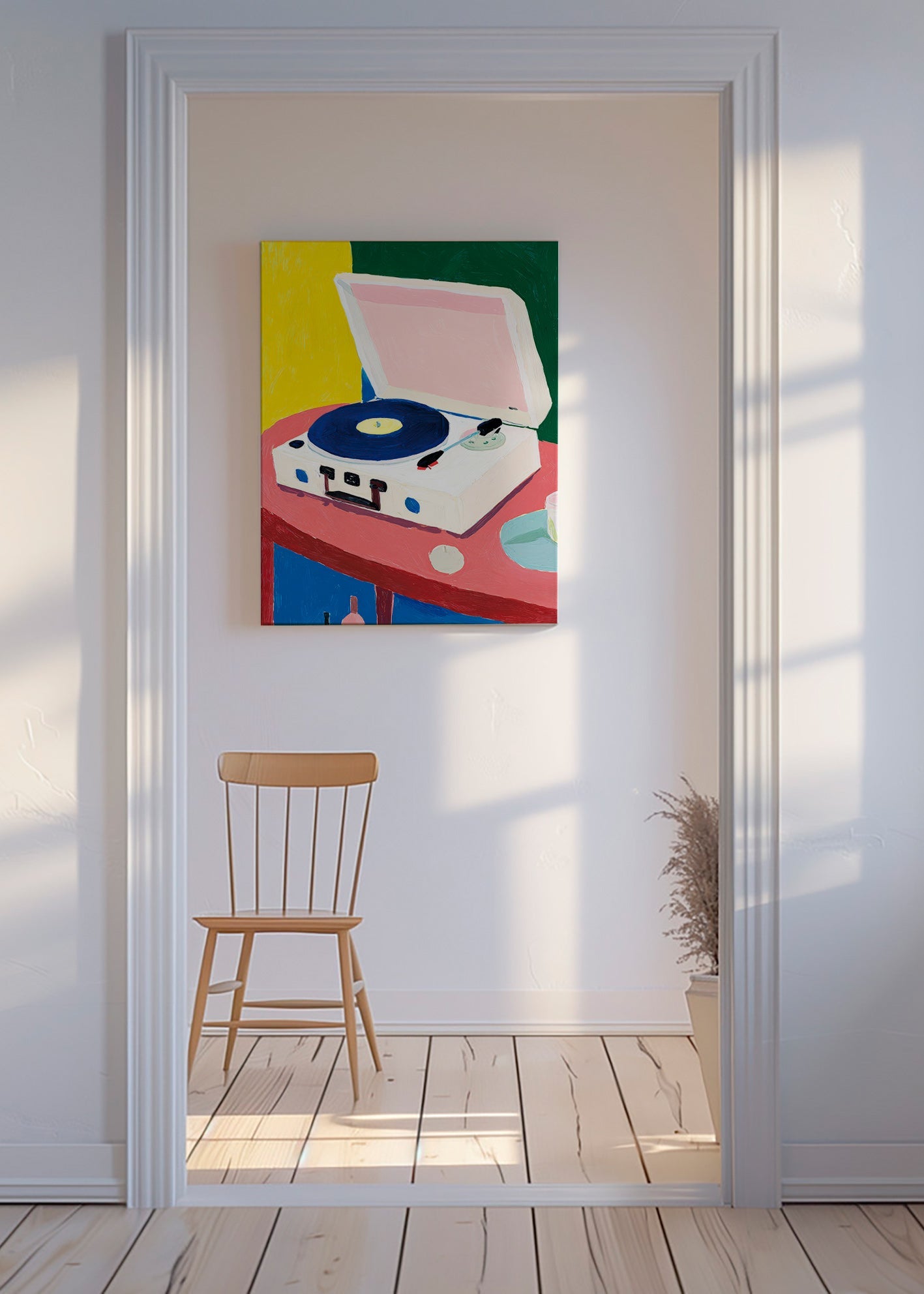 Ilustracja: retro gramofon na stole