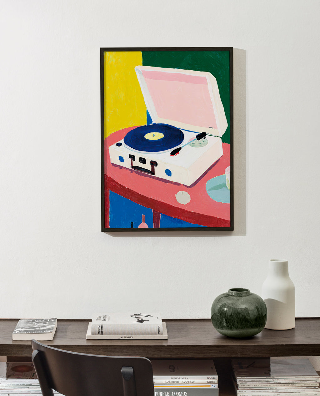 Ilustracja: retro gramofon na stole