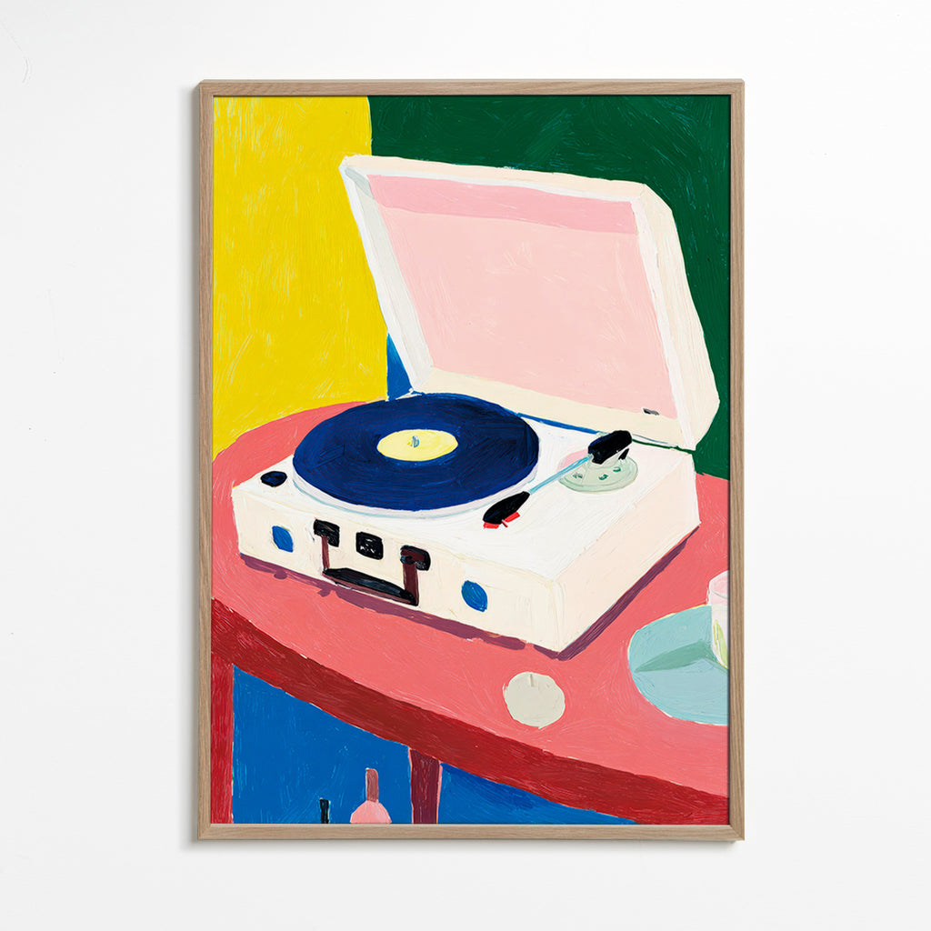 Ilustracja: retro gramofon na stole