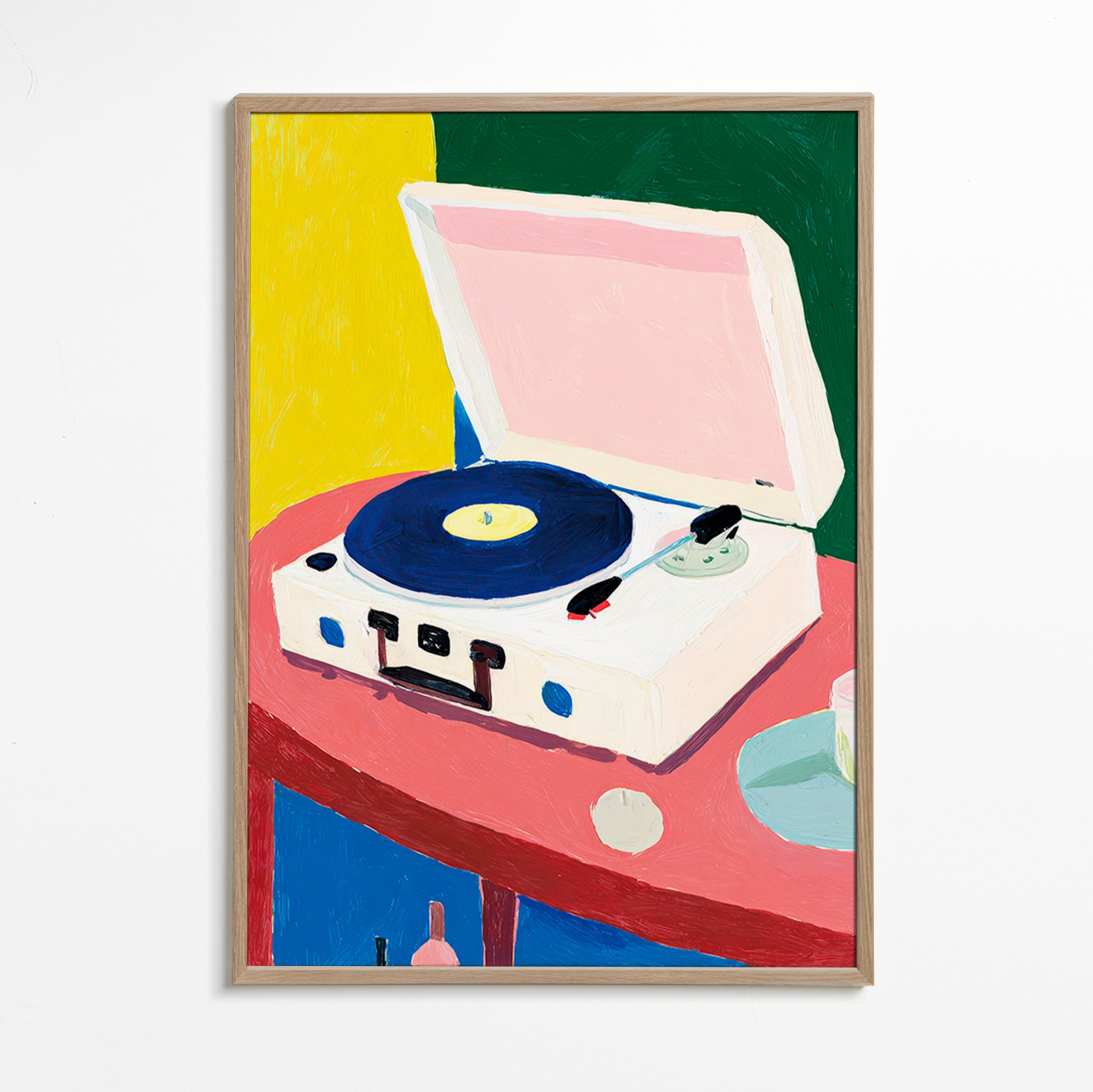 Ilustracja: retro gramofon na stole