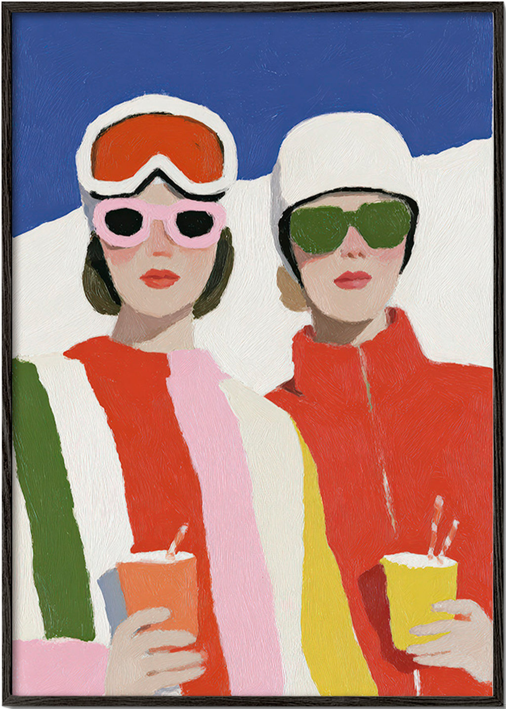 Ilustracja après-ski z dwoma postaciami