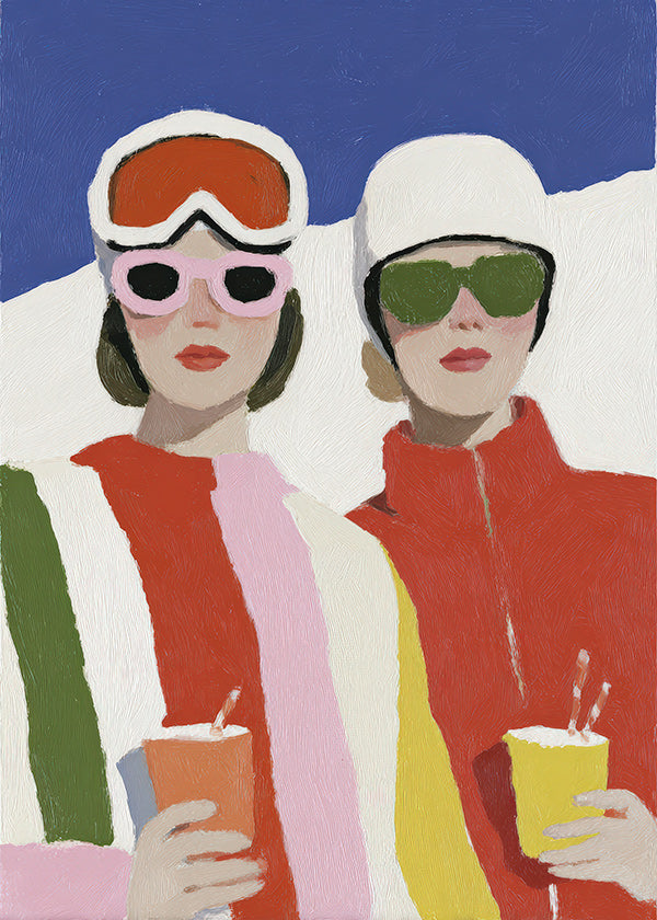 Ilustracja après-ski z dwoma postaciami