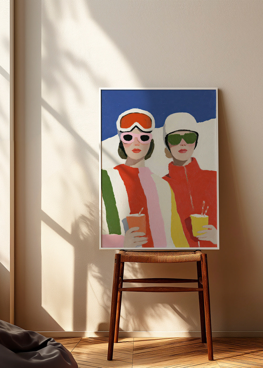 Ilustracja après-ski z dwoma postaciami