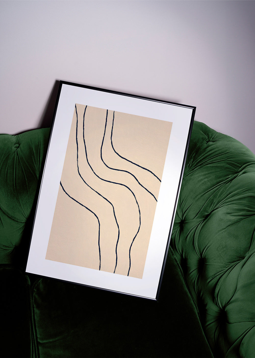 Obraz minimalistyczny z organicznymi liniami beż