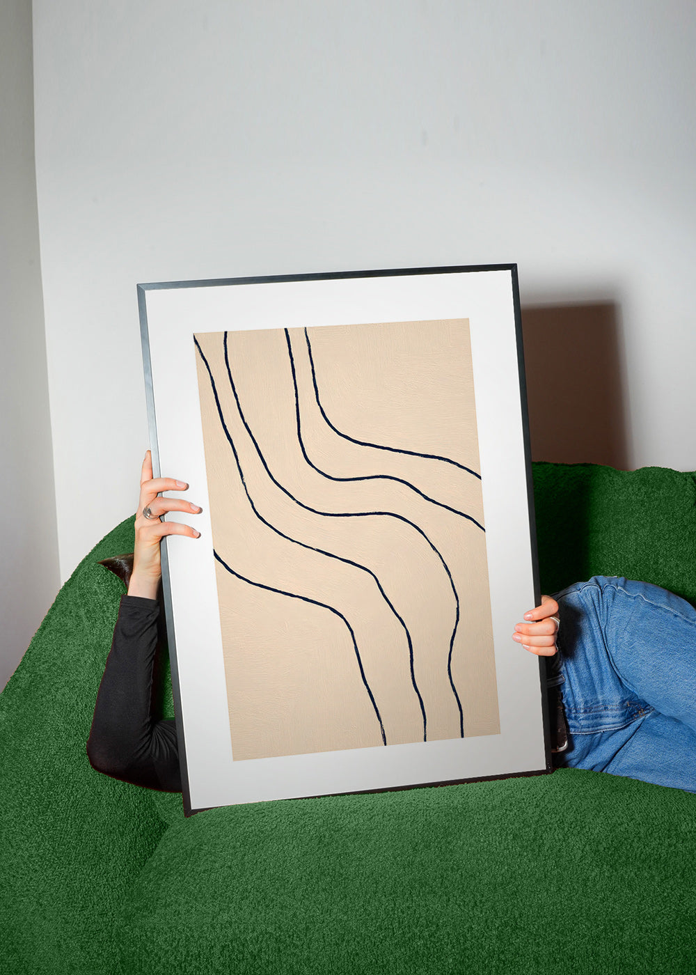 Obraz minimalistyczny z organicznymi liniami beż