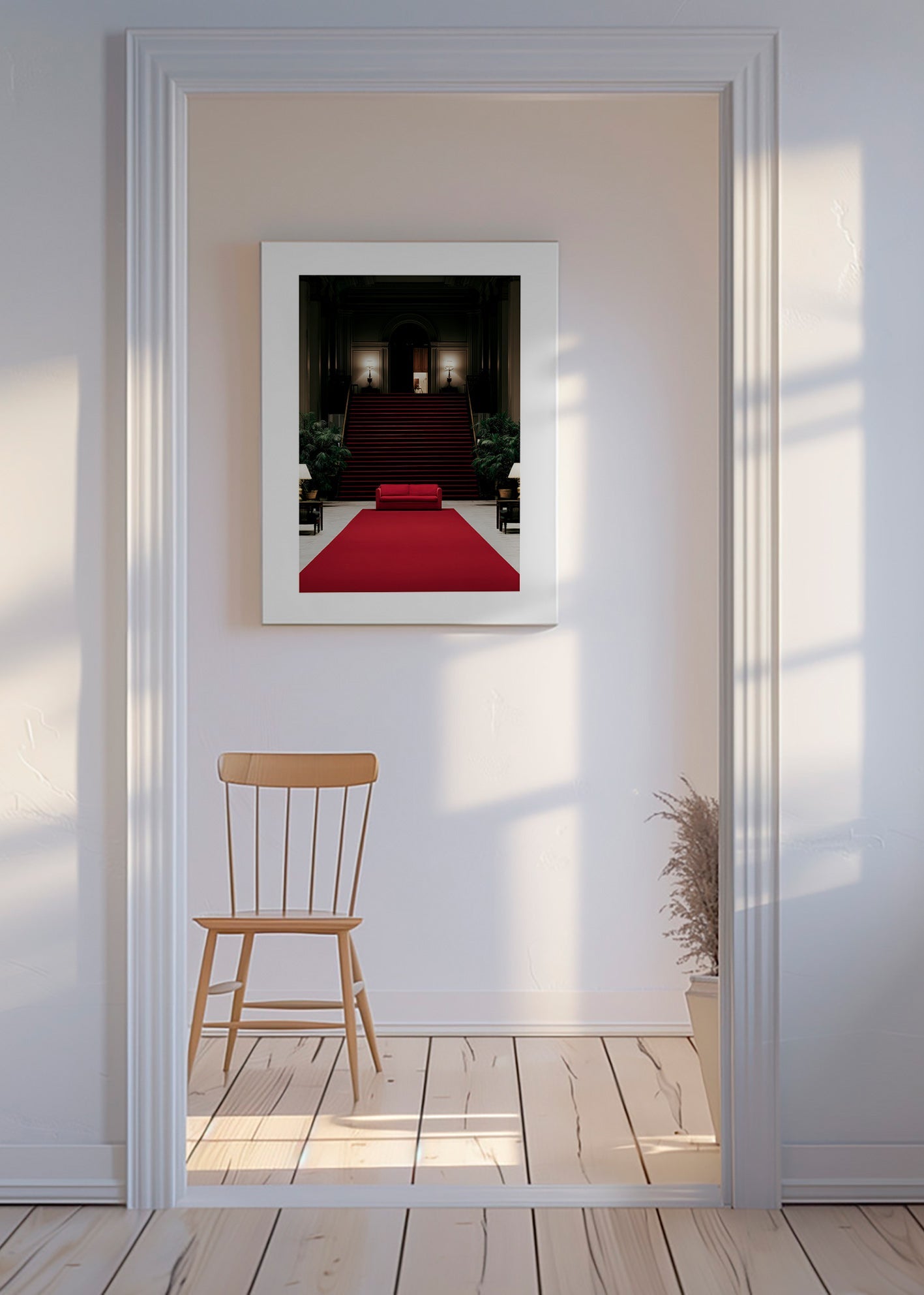 Fotografia schodów z czerwonym dywanem