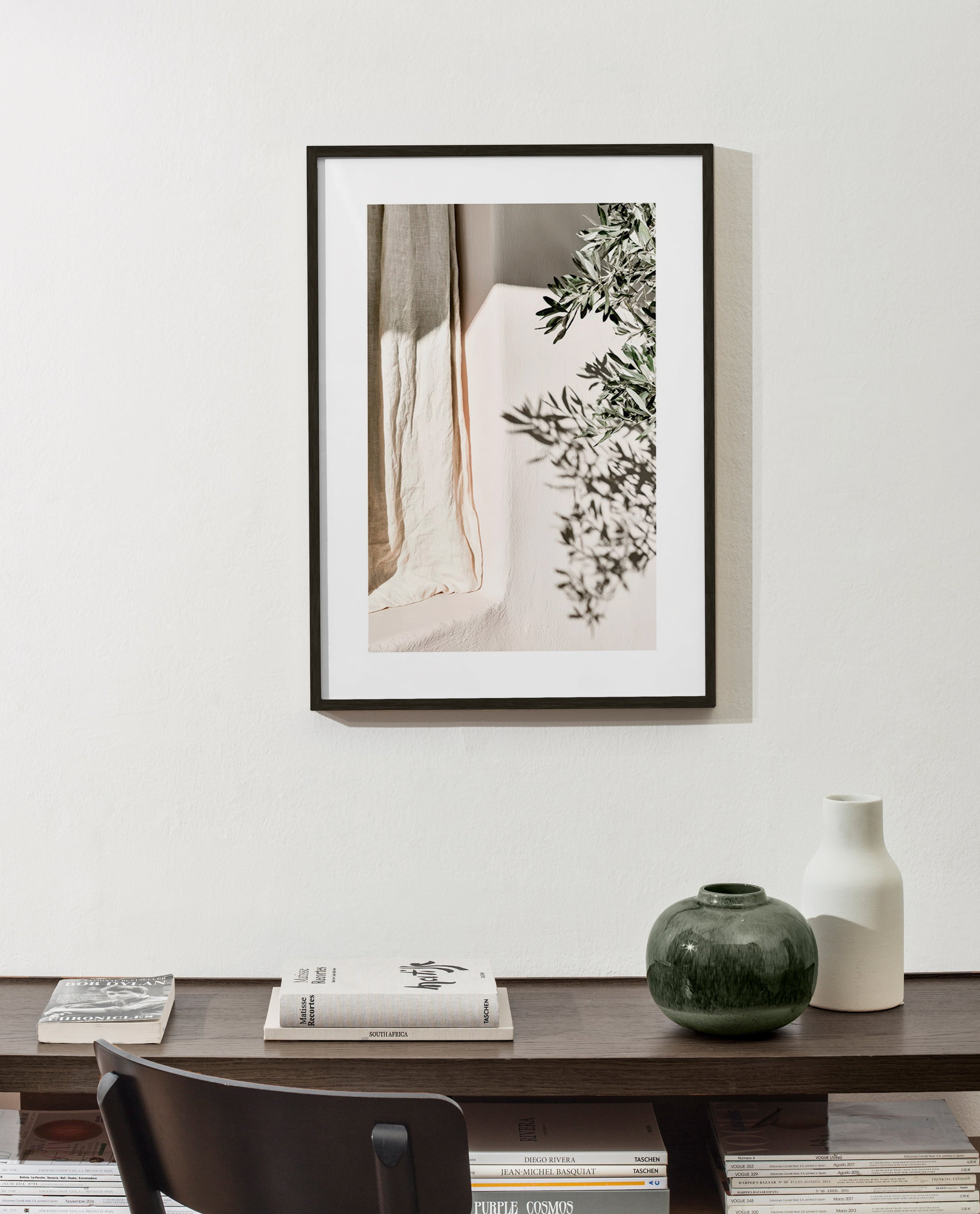 Plakat botaniczny len i gałązka oliwki