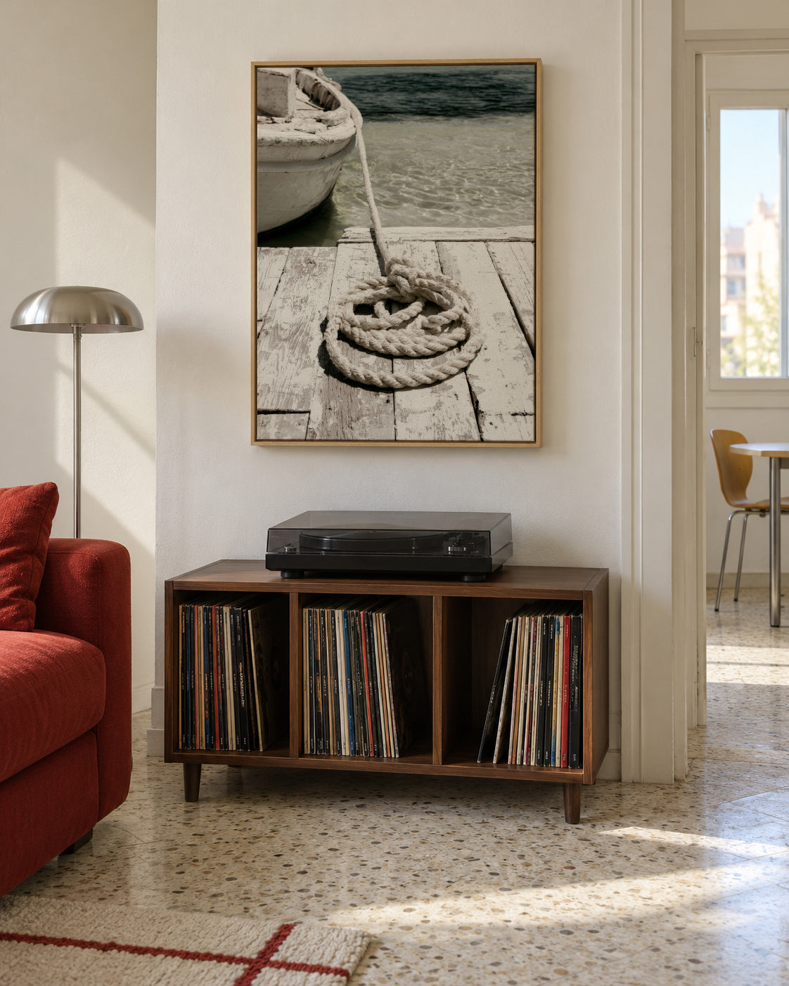 Dockside Rope - Framed canvas in an interior