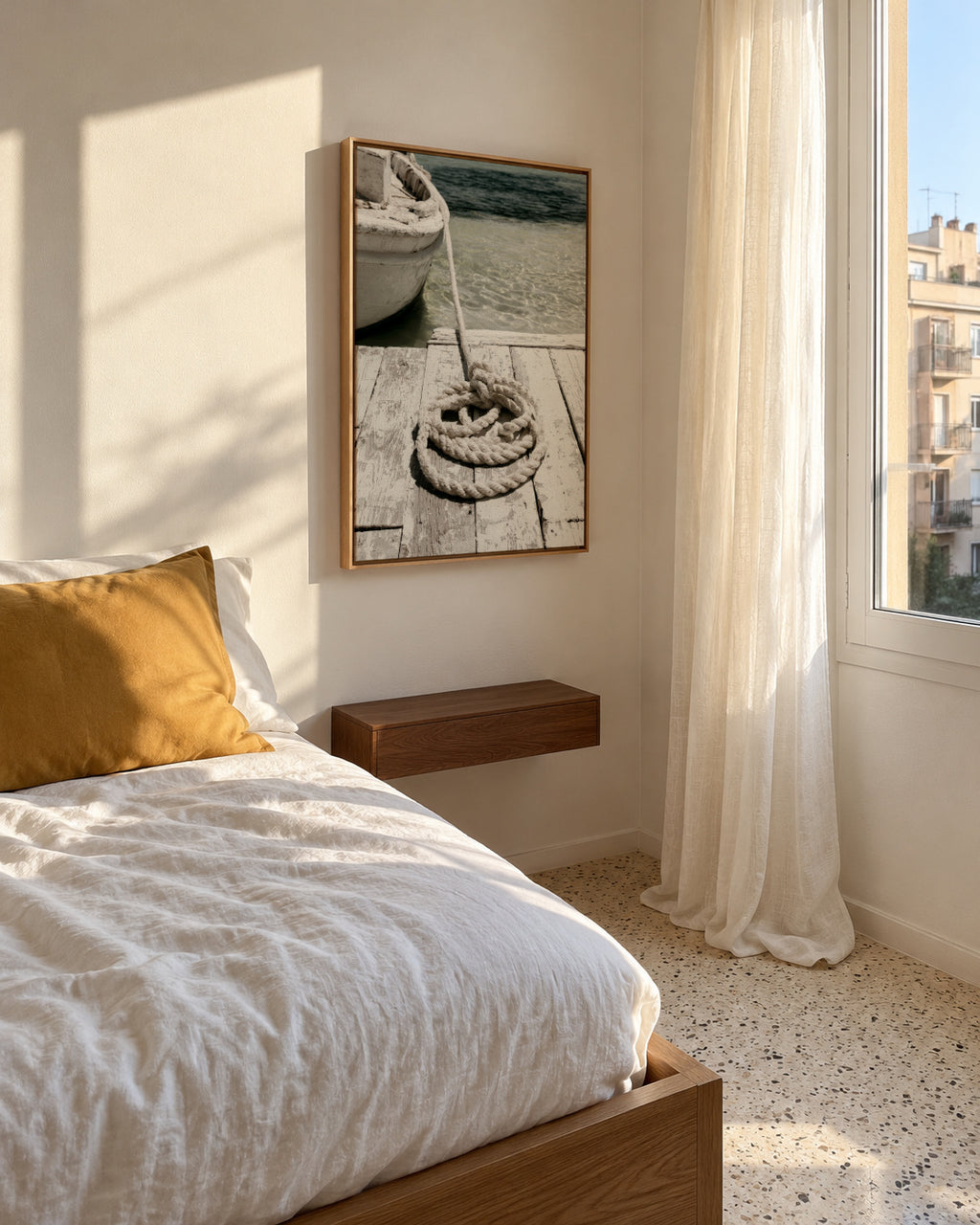 Dockside Rope - Framed canvas in an interior