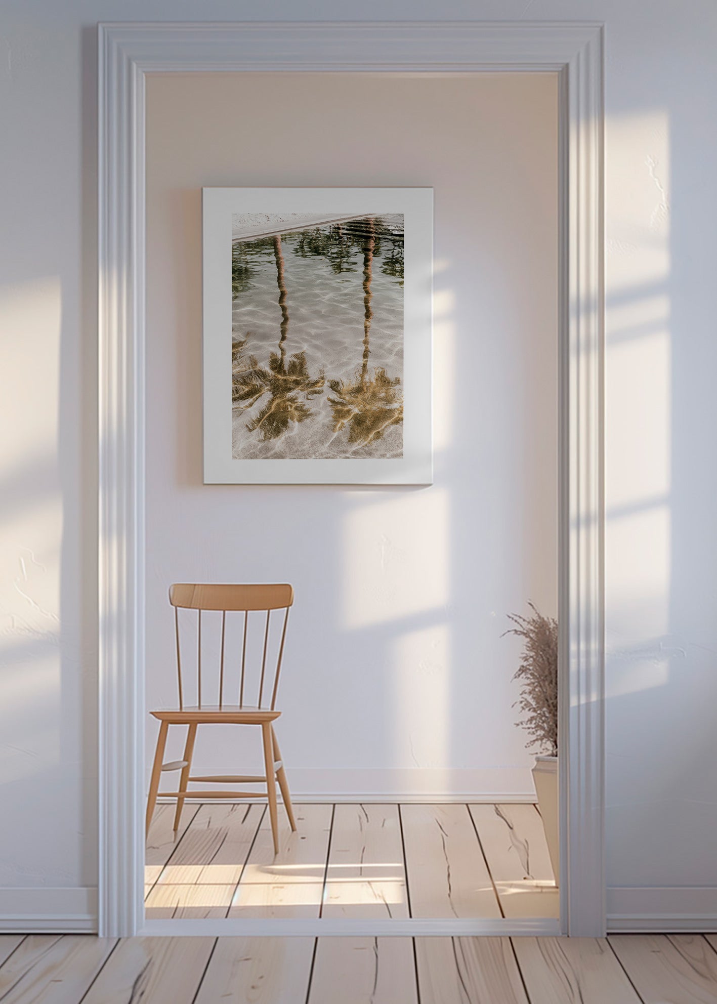 Sztuka krajobrazu z odbiciami palm