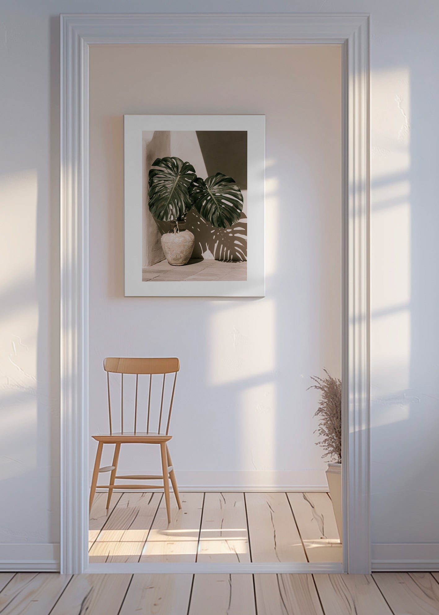 Plakat botaniczny Monstera w doniczce