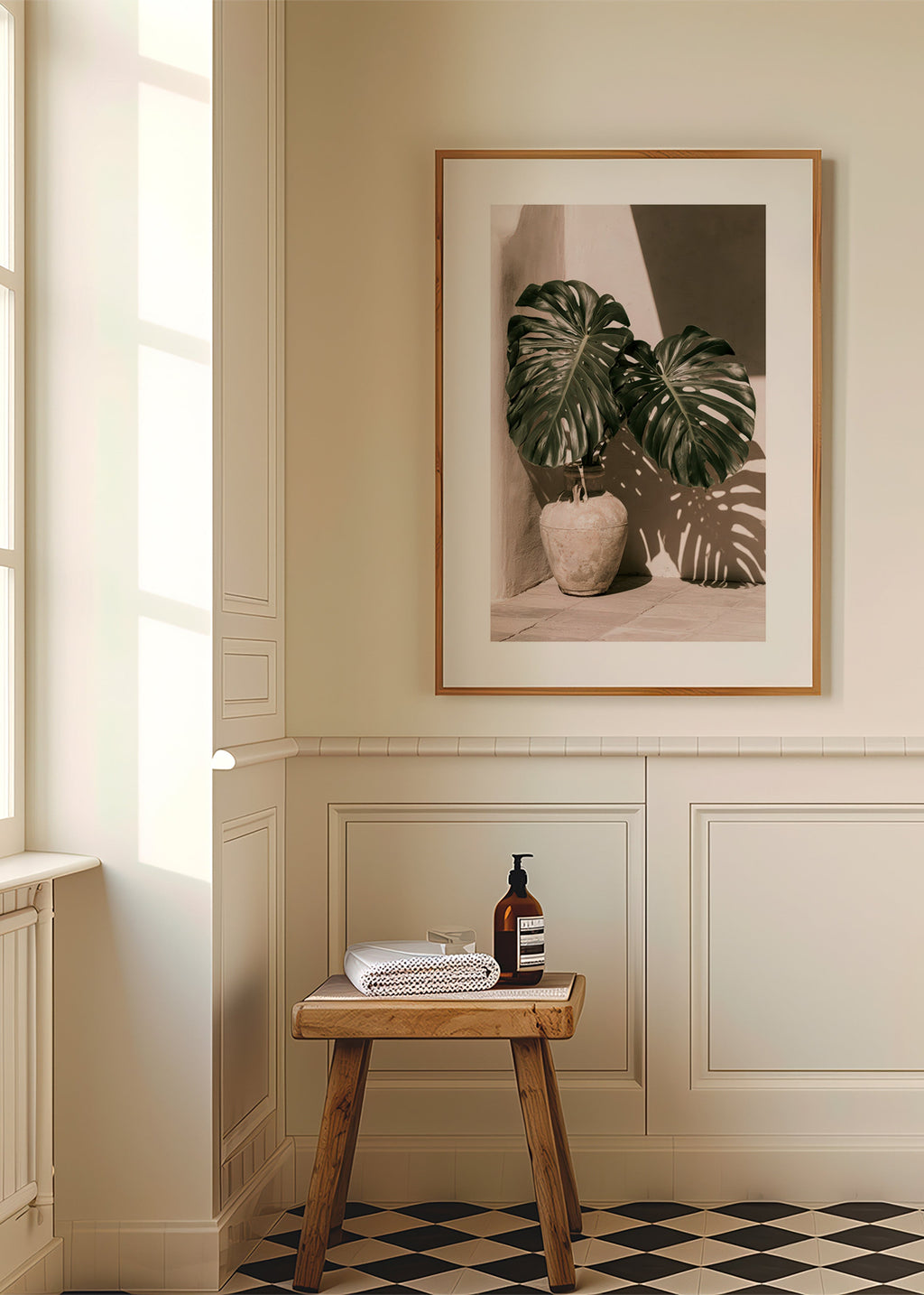 Plakat botaniczny Monstera w doniczce