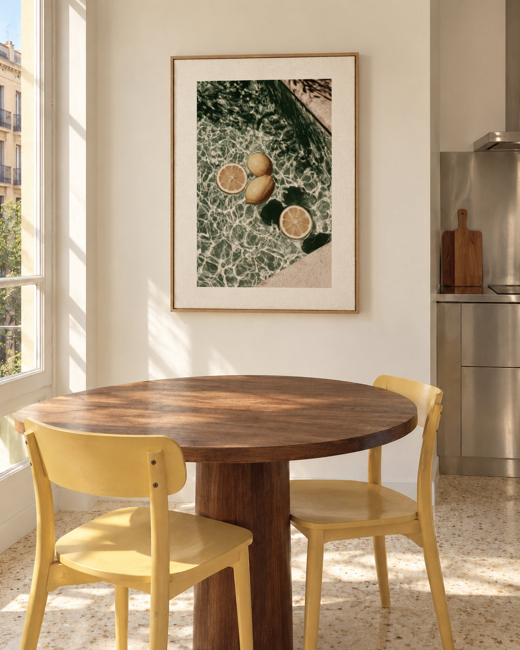 Poolside Citrus - Framed canvas in an interior