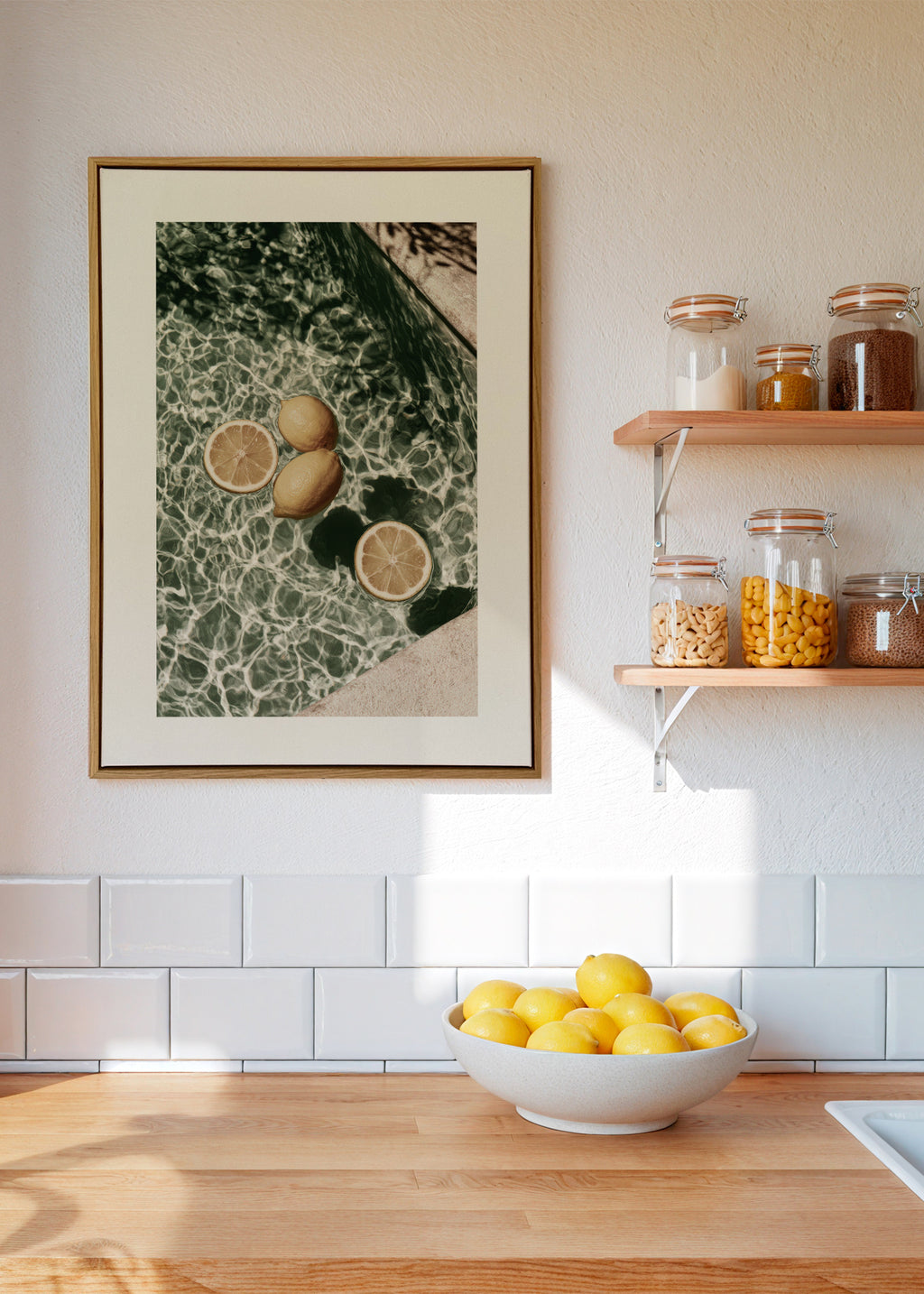Poolside Citrus - Framed canvas in an interior