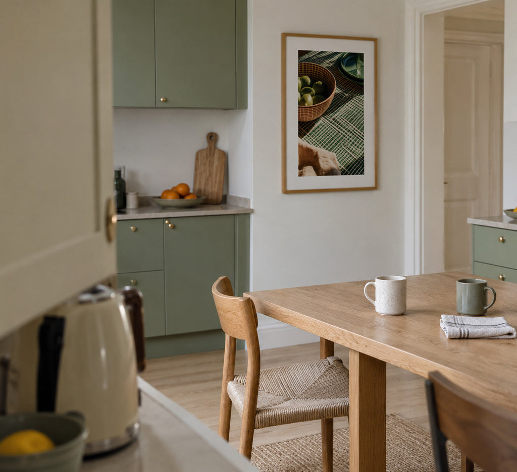 Olive Table - Framed poster in an interior